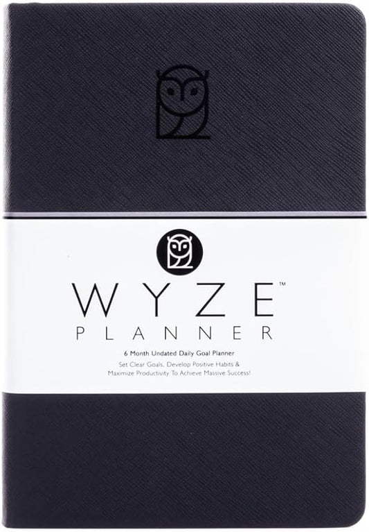 Undated Daily Planner – 6-Month A5 Productivity Organizer with Full Page Per Day, Hourly Schedule, Goal Setting, Habit Tracker, Weekly & Monthly Pages – Hardcover Time Management Notebook (Black)-DeskLoop Office