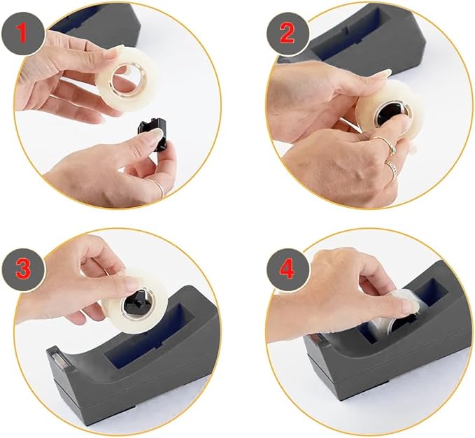Transparent Tape with Dispenser 10 Pack Tape Dispensers Desk unweighted Non Skid Base Desktop Dispenser Bulk for Office Home School-DeskLoop Office