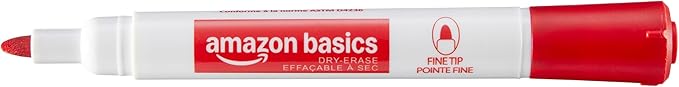 Amazon Basics Low-Odor Dry Erase Whiteboard Markers, Fine Tip, Red, 36 Count-DeskLoop Office