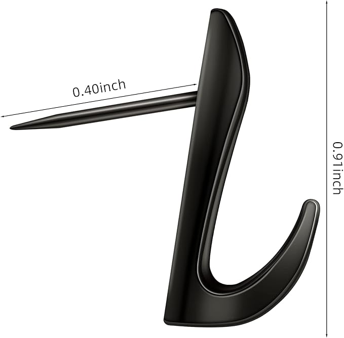 Ferraycle 30 Pieces Metal Push Pin Hangers 20 lbs Picture Hooks Zinc Alloy Thumb Tacks Hanging Hooks with Nails for Home Office Fabric Wall Wooden Board (Black)-DeskLoop Office