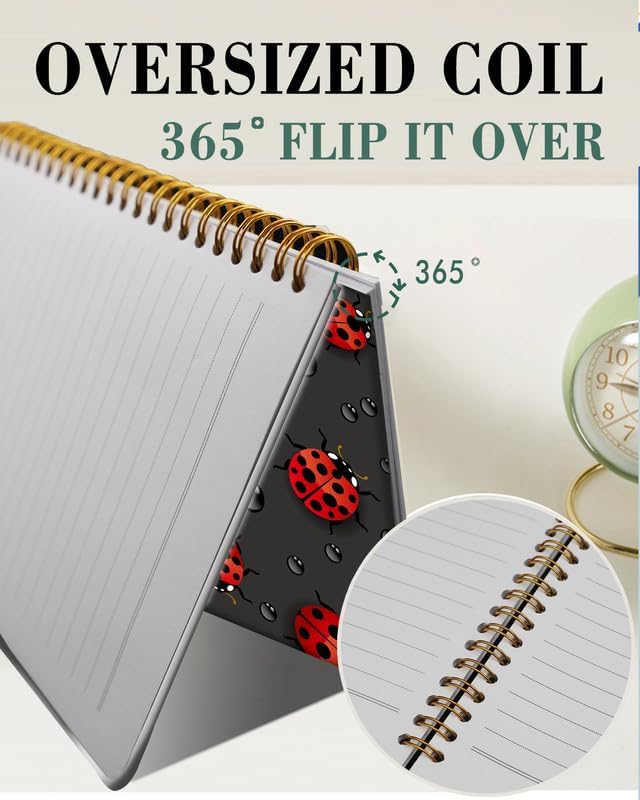 Spiral Journal Notebook,A5 Hardcover Lined Journals for Women Girl 6 x 8.3 in,120 Pages Thick Paper,Cute College Ruled Writing Notebook for Gifts Office Work School(Beautiful Red Ladybug)-DeskLoop Office