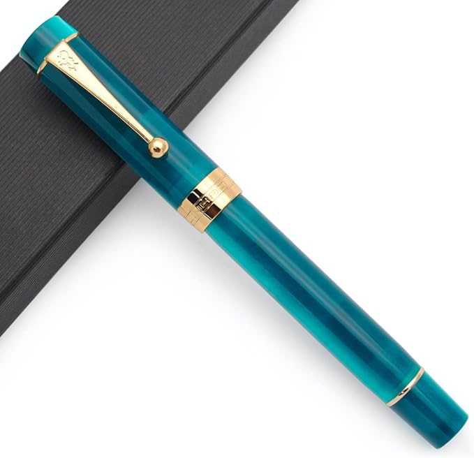 JINHAO 100 Fountain Pen with Ink Converter (Medium Nib 0.7mm, Peacock Blue)-DeskLoop Office