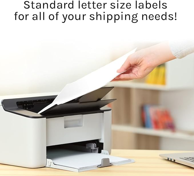 Premium Label Supply White Sticker Full Sheet Shipping Labels – 8.5" x 11" – Laser/Inkjet Compatible – (1 per Sheet), 1000 Sheets - Letter Size-DeskLoop Office