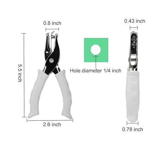 1/4” Circle Shaped Hole Puncher,Handheld Single Hole Punch with White Soft Grip Handle,One Hole Paper Punch for Paper Crafts Tag in Home, Office, Classroom.-DeskLoop Office