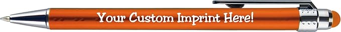 Personalized Pens with Stylus Tip -Bright Vibes- Click action - Custom - Black writing - Printed Name pens - Imprinted with Your Logo or Message - FREE PERSONALIZATION - 12 Pens/Box (Orange)-DeskLoop Office