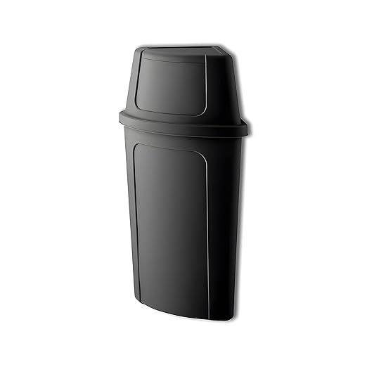 21 Gallon Black Plastic Recycling Bin with Push Door Lid, Commercial Durable Trash Can-DeskLoop Office
