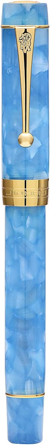 Jinhao 100 Fountain Pen Celluloid Classic Style, #6 Nib Smooth Writing Instrument with Refillable Converter and Pen Case Set-DeskLoop Office