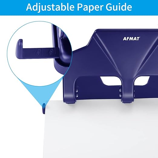 Heavy Duty 3 Hole Punch, 40-Sheet Heavy Duty Paper Punch, 50% Reduced Effort 3-Hole Punch, AFMAT Metal Hole Puncher 3 Ring, Three-Hole Paper Puncher w/Large Chip Tray for Classroom, Office, Blue-DeskLoop Office