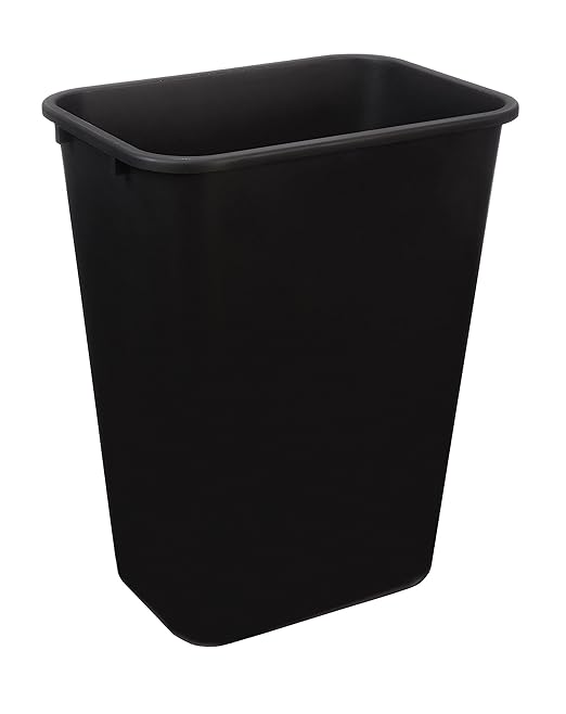 Amazon Basics Trash Can, Rectangular Commercial Office Wastebasket, 10 Gallon (Pack Of 1), Black (Previously AmazonCommercial brand)-DeskLoop Office