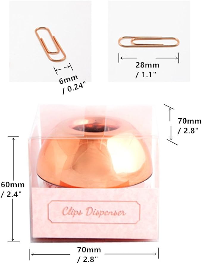 Rose Gold Paper Clip Holder Medium Holographic Paper Clips Dispenser 100pcs - Image 7