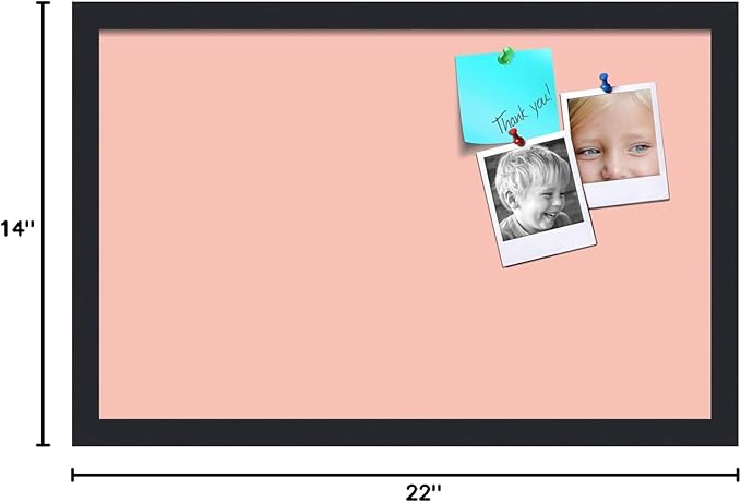 PinPix 22x14 Inch Cork Bulletin Board. This Decorative Framed Pin Board Comes with Pink Pastel Design and a Satin Black Frame. Ideal for Home Office Decor or Message Board (PinPix-1813)-DeskLoop Office