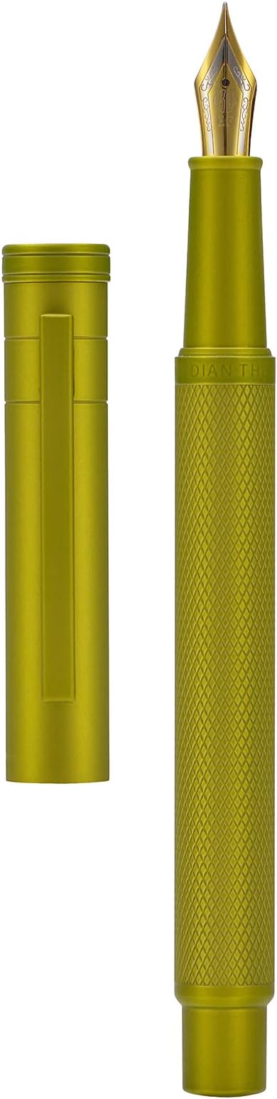 Hongdian 1851 Mustard Yellow Forest Fountain Pen Medium Nib, Classic Design with Converter and Metal Pen Case-DeskLoop Office