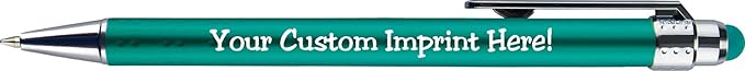 Personalized Pens with Stylus Tip -Bright Vibes- Click action - Custom - Black writing - Printed Name pens - Imprinted with Your Logo or Message - FREE PERSONALIZATION - 12 Pens/Box (Teal)-DeskLoop Office