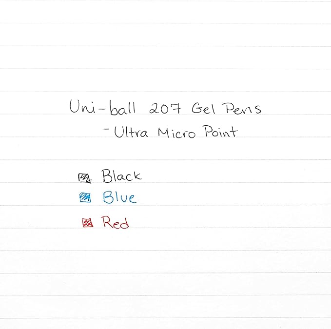 Uniball Signo 207, Retractable Gel Pens, 0.7mm Medium Point, 12 Pack; 6 Black & 6 Blue-DeskLoop Office