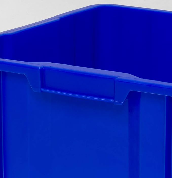 Commercial Industrial Heavy Duty Stackable Open-Front Recycling Bin Box Containers, 7 Gallon, 4 Pack, Blue-DeskLoop Office