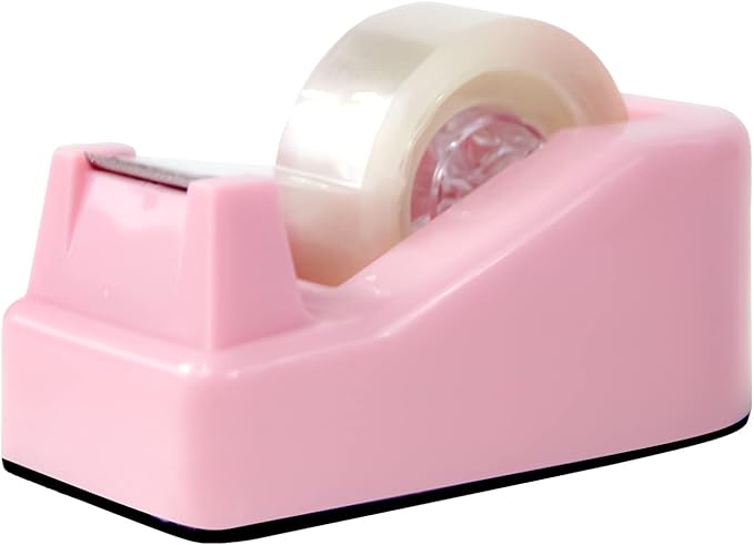 1Pcs Desktop Tape Dispenser Adhesive Roll Holder with Weighted Nonskid Base, Pink (Tape not Included)-DeskLoop Office