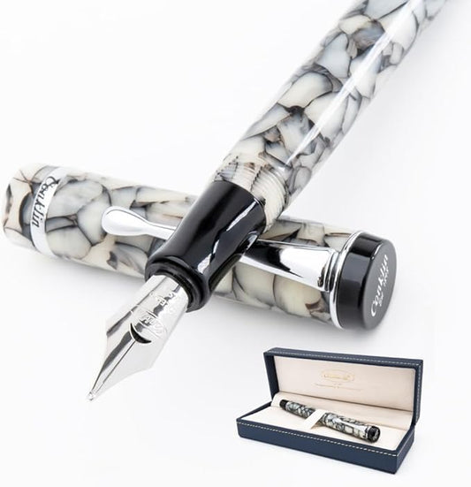 Conklin Duragraph Fountain Pen Cracked Ice - Stub Nib, Elegant Tool for Calligraphy & Signatures-DeskLoop Office