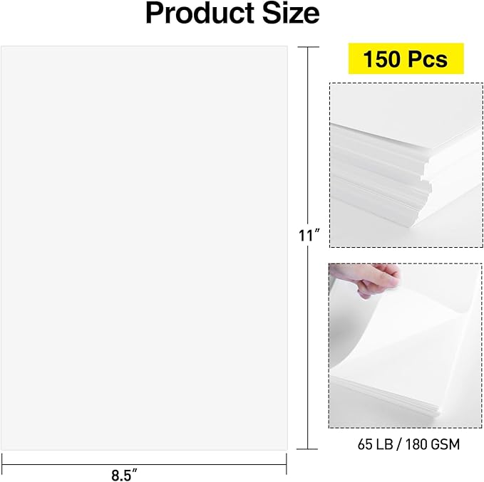 MAXECHO 8.5" × 11" White Cardstock Bulk 150 Sheets Construction Paper Card Stock Printer Paper for DIY Art Crafts, Cricut Card Making, Office Printing, Scrapbooking, Drawing, Invitations, 180 GSM-DeskLoop Office