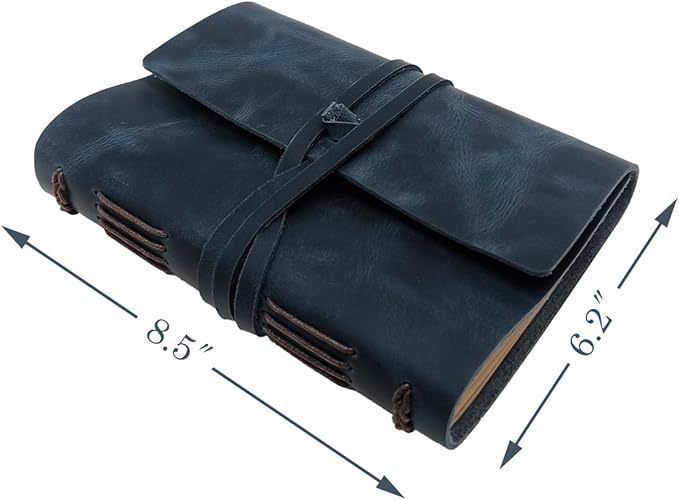 Blue Notebook Journal - Best Genuine Leather Journaling for write A5 Size Diary 6.2x8.5 Inch,Notepad For Man,Women,Vintage,Gifts,Work,Study,Personal,Dark Blue-DeskLoop Office