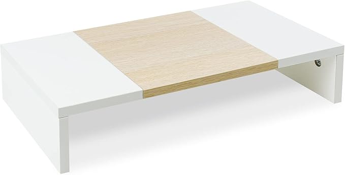 TEAMIX 20 Inch Monitor Stand Riser, Wooden Desktop Riser for TV/PC/Laptop/Printer, Cozy Monitor Riser with Storage, Laptop Shelf for Home Office-DeskLoop Office