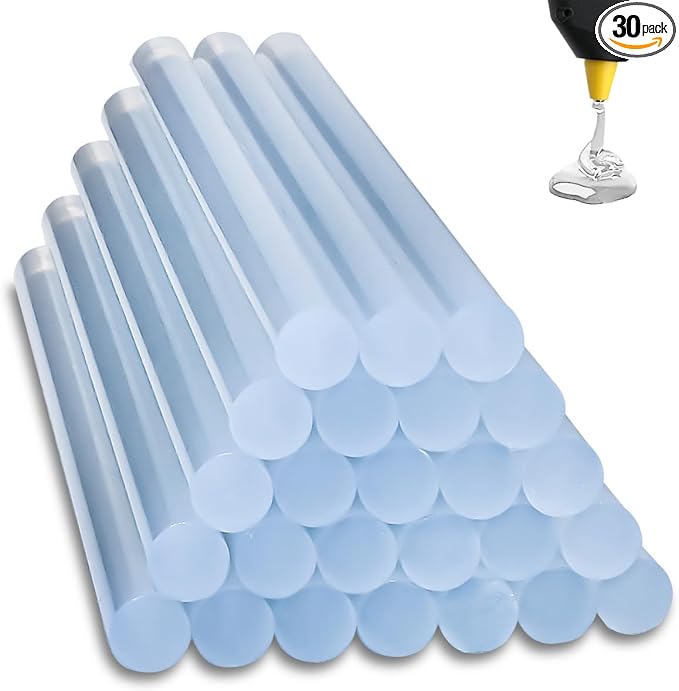 30 Pack Clear Hot Glue Sticks 0.43x8 Inches, Extra Long Strong Adhesive Glue Gun Sticks, Fast Drying, Ideal for DIY Crafts, Arts, Wood, Fabric, Repairs, and Home Projects-DeskLoop Office