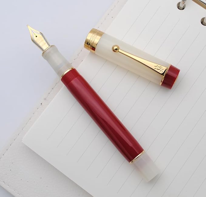 JINHAO 100 Fountain Pen with Ink Converter (Medium Nib 0.7mm, Palace Museum Red)-DeskLoop Office