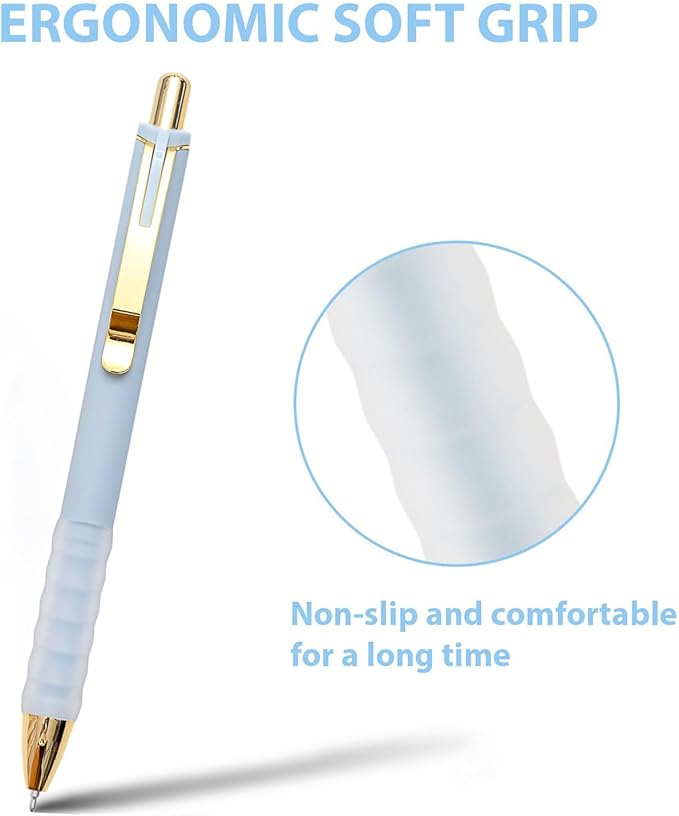 1.0mm Ballpoint Pens Retractable Cute Black Ink Pens with Silicone Grip Smooth Writing Suitable for Office, Note-taking (18 pcs)-DeskLoop Office