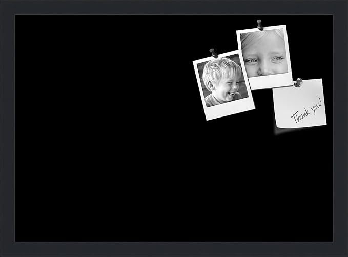 PinPix 21x15 Inch Cork Bulletin Board. This Decorative Framed Pin Board Comes with Solid Black Design and a Satin Black Frame. Ideal for Home Office Decor or Message Board (PinPix-622)-DeskLoop Office