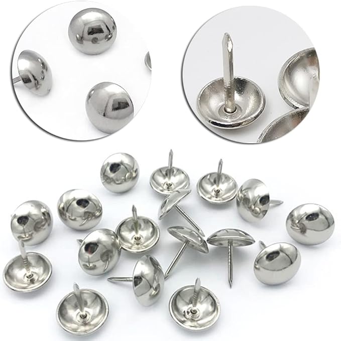 500Pcs Upholstery Tacks, BetterJonny Decorative Furniture Nails Pins Sliver Metal Thumb Tacks for Upholstered Furniture Cork Board, Home Decor(17X11MM)-DeskLoop Office