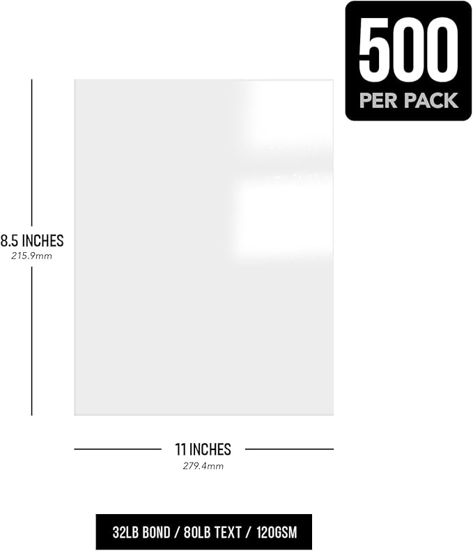 8.5x11 Gloss Digital Paper, Perfect for Color Laser Printing, Design Proposals, Flyers, Brochure, 8.5 x 11” Letter Size, 80lb Text (32lb Bond) 96 Bright, Acid Free, Glossy Coated Finish | 500 Sheets-DeskLoop Office