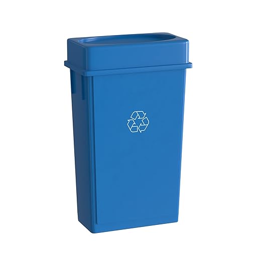 23 Gallon Blue Recycle Slim Jim Trash Can with Drop Shot Lid-DeskLoop Office
