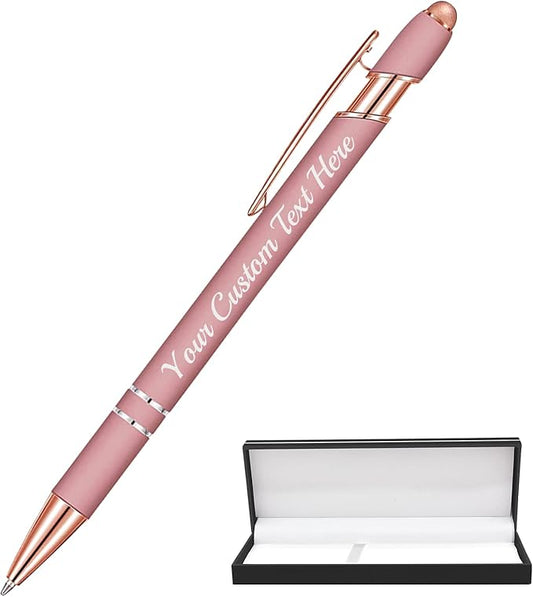 Personalized Ballpoint Pen 1pcs, Custom Pens Free Engraved Bulk with Name Logo, Soft Black Ink Stylus with Touch Metal Office, Gift for Anniversaries, Graduations, Birthdays-DeskLoop Office