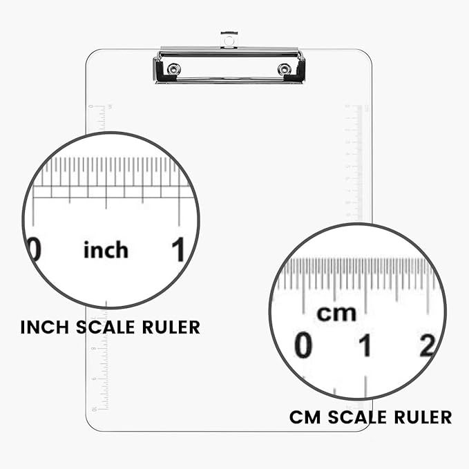 PERFORMORE Clear Acrylic Clipboards 6-Pack | 12โ x 9โ Letter-Size Writing Boards | Durable Transparent Plastic with Silver Low-Profile Clips | Ideal for Office, School, Events, and Seminars-DeskLoop Office