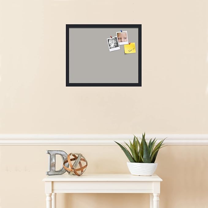 PinPix 20x16 Inch Cork Bulletin Board. This Decorative Framed Pin Board Comes with Dark Stone Design and a Satin Black Frame. Ideal for Home Office Decor or Message Board (PinPix-1808)-DeskLoop Office