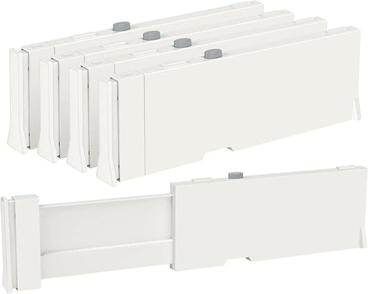 Vtopmart 4 Pack Drawer Dividers for Clothes, 4" High 11.6"-17" Adjustable Expandable Dresser Drawer Organizer, Plastic Drawers Separators for Dresser, Baby Clothes, Underwear, Kitchen & Office Storage-DeskLoop Office