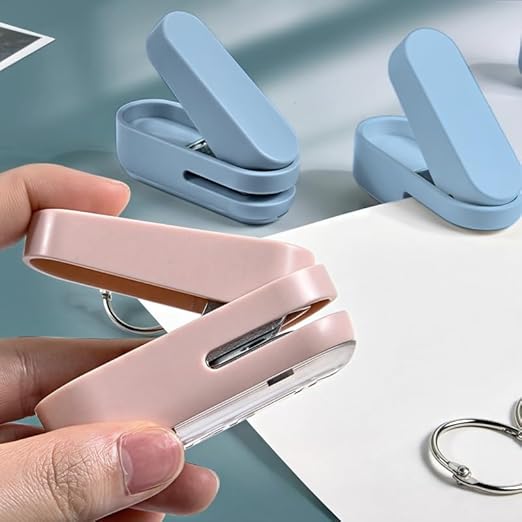 Magnoloran 2 Pack Single Hole Punch, 1/4 inch Mini Small Hole Puncher Heavy Duty Paper Hole Puncher Small Hole Punch One Hole Puncher for Crafts Paper Cards Tags Scrapbook-Blue&Pink-DeskLoop Office