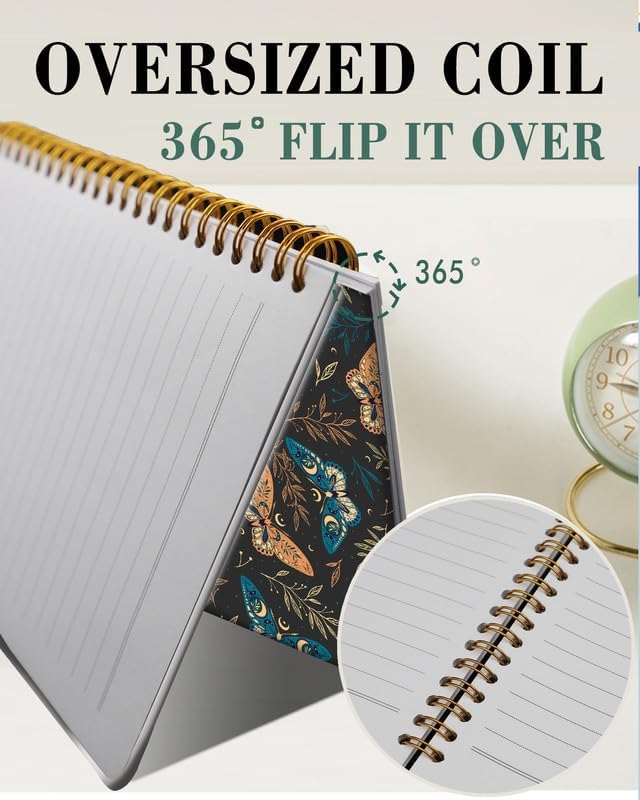 Spiral Journal Notebook,A5 Hardcover Lined Journals for Women Girl 6 x 8.3 in,120 Pages Thick Paper,Cute College Ruled Writing Notebook for Gifts Office Work School(Elegant Boho Butterfly Plant)-DeskLoop Office