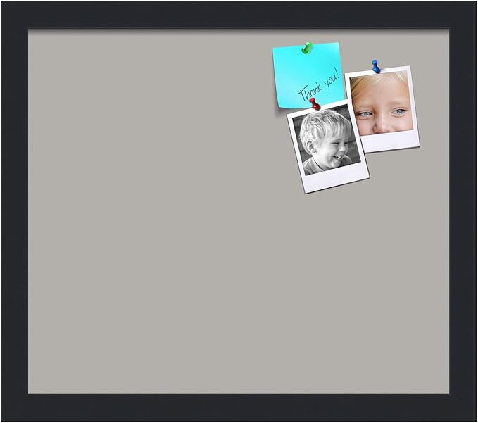 PinPix 15x13 Inch Cork Bulletin Board. This Decorative Framed Pin Board Comes with Dark Stone Design and a Satin Black Frame. Ideal for Home Office Decor or Message Board (PinPix-1808)-DeskLoop Office