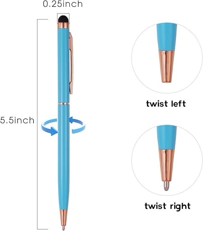 15 Pack Stylus Pens for Touch Screens Stylus Pen Compatible with Phone Tablets Kindle and Black Ink Ballpoint Pens-2 in 1 Stylists Pens (8005 Rose Gold B)-DeskLoop Office