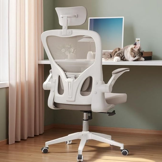 Ergonomic Office Chair, High-Back Mesh Computer Desk Chair with Adjustable Height, Lumbar Support, Flip-Up Armrests,headrest,and Swivel Rolling Design for Home and Office Use-DeskLoop Office