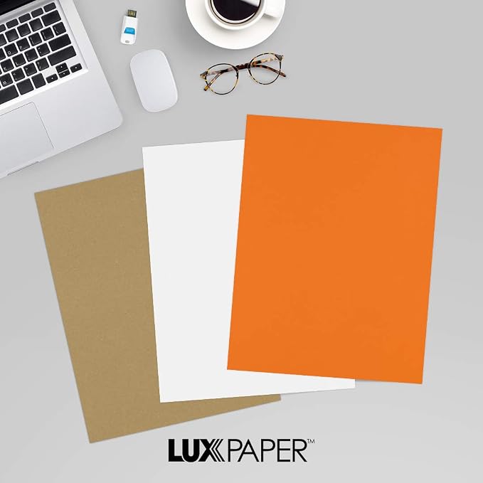 LUXPaper 8.5" x 11" Paper | Letter Size | Mandarin Orange | 80lb. Text | 500 Qty - Image 9