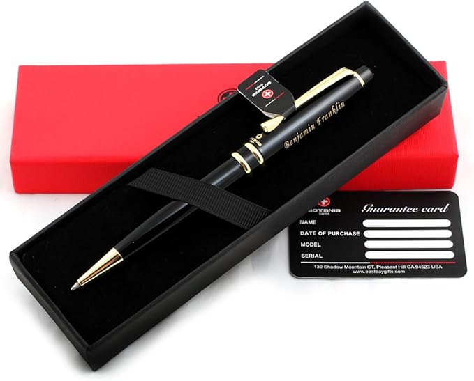 Free Engraving - Personalized Roller Ballpen, Ballpoint pen, Ball pen, Refillable Pens, Retractable Medium Point Black Ink, Custom Gifts for Men, Women, Classy Gift Box-DeskLoop Office