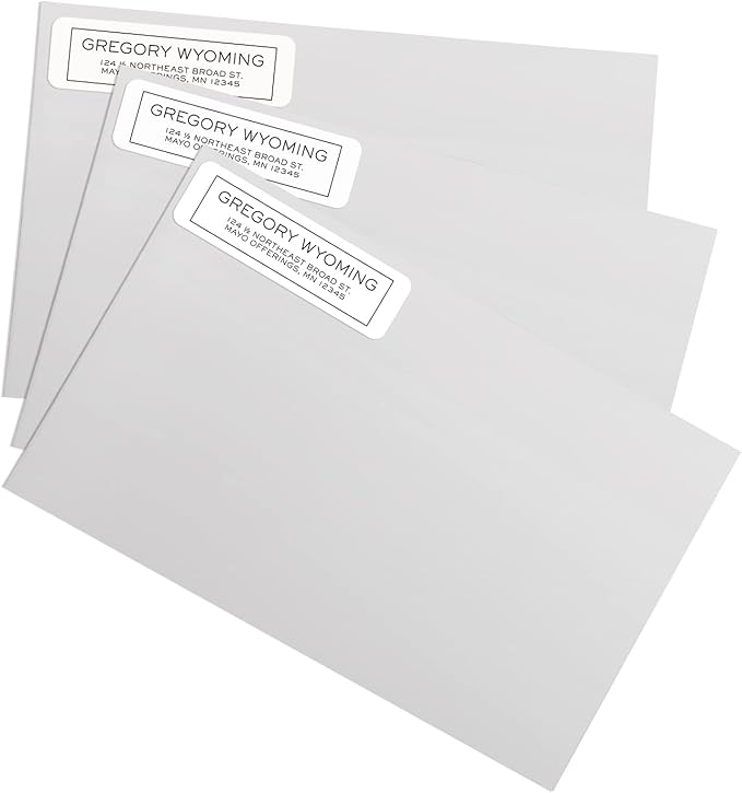 Simple Modern Outline Rolled Address Labels/Roll of 500 Square Box Personalized Address Labels/Designer Return Address Stickers in Elegant Plastic Dispenser-DeskLoop Office