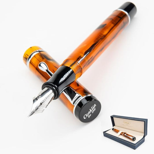 Conklin Duragraph Fountain Pen Amber - Stub Nib, Premium Writing Instrument for Calligraphy & Signatures-DeskLoop Office