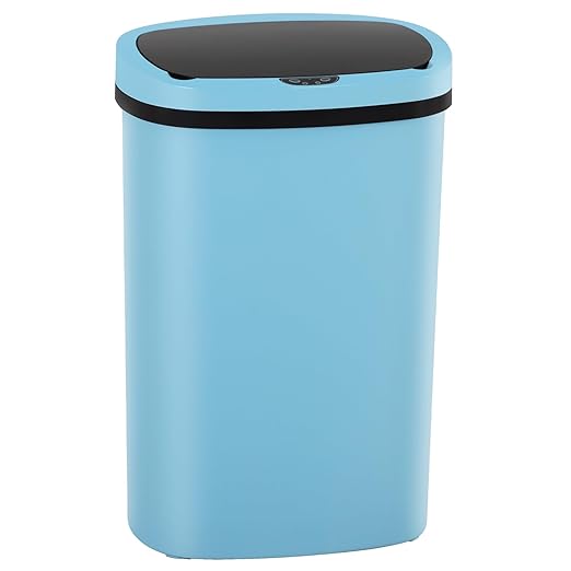 PayLessHere 13 Gallon Trash Can Kitchen Trash Can Automatic Garbage Can with Lid Touch Free High-Capacity Motion Sensor for Kitchen Bedroom Bathroom Office Wateproof Trash Bin (1, Blue)-DeskLoop Office