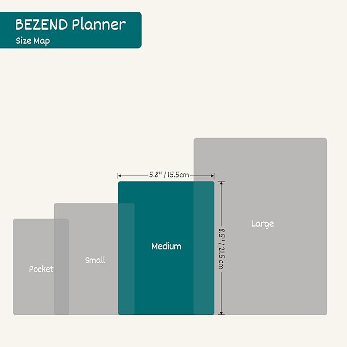 BEZEND Weekly Planner 2025-2026 with 2 Columns, 5.8" x 8.5" Academic Calendar 18 Months (Jul 25-Dec 26) Life Work Appointment Book with Monthly Tab, PU Leather Softcover Spiral - Evergreen-DeskLoop Office