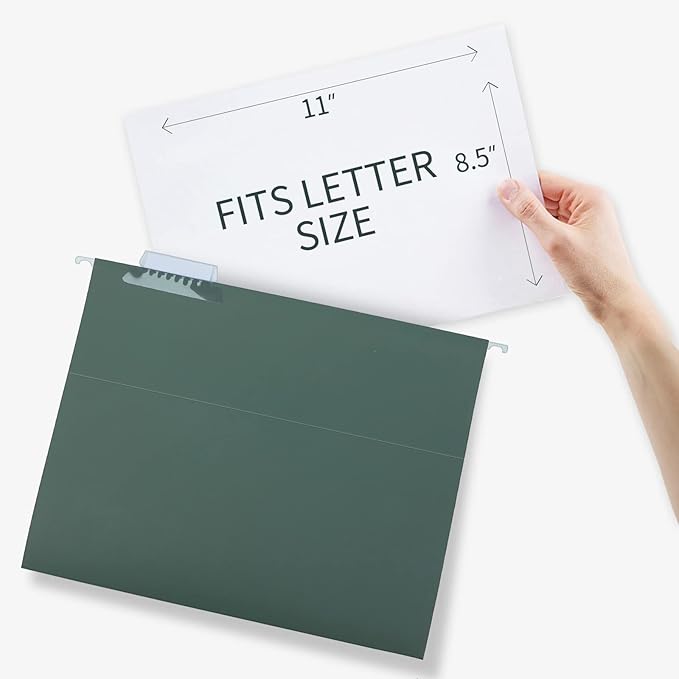 HERKKA Extra Capacity Hanging File Folders, 30 Pack Reinforced Letter Size Hanging Folders with Heavy Duty 0 Inch Expansion, Designed for Bulky Files, Green-DeskLoop Office