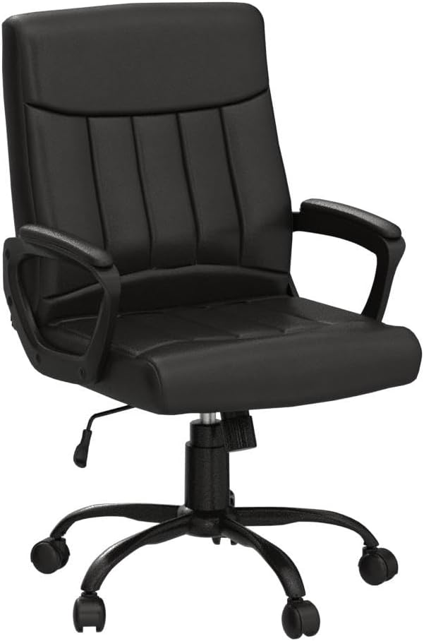 CLATINA Mid Back Leather Office Executive Chair with Lumbar Support and Padded Armrestes Swivel Adjustable Ergonomic Design for Home Computer Desk 4 Pack-DeskLoop Office