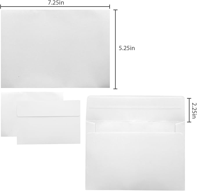 100Packs 5x7 Envelopes,White A7 Envelopes,5x7 Envelopes for Invitations,Envelopes Self Seal for Weddings,Greeting Cards, Mailing, Invitations, Photos, Postcards,Printable Invitation Envelopes
