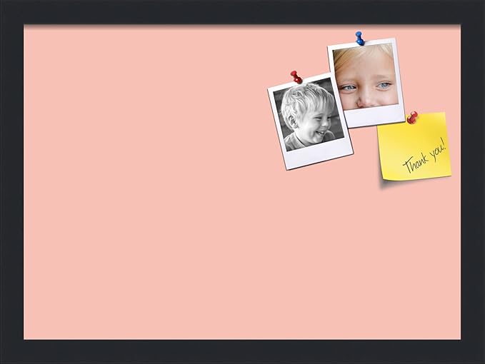 PinPix 18x13 Inch Cork Bulletin Board. This Decorative Framed Pin Board Comes with Pink Pastel Design and a Satin Black Frame. Ideal for Home Office Decor or Message Board (PinPix-1813)-DeskLoop Office